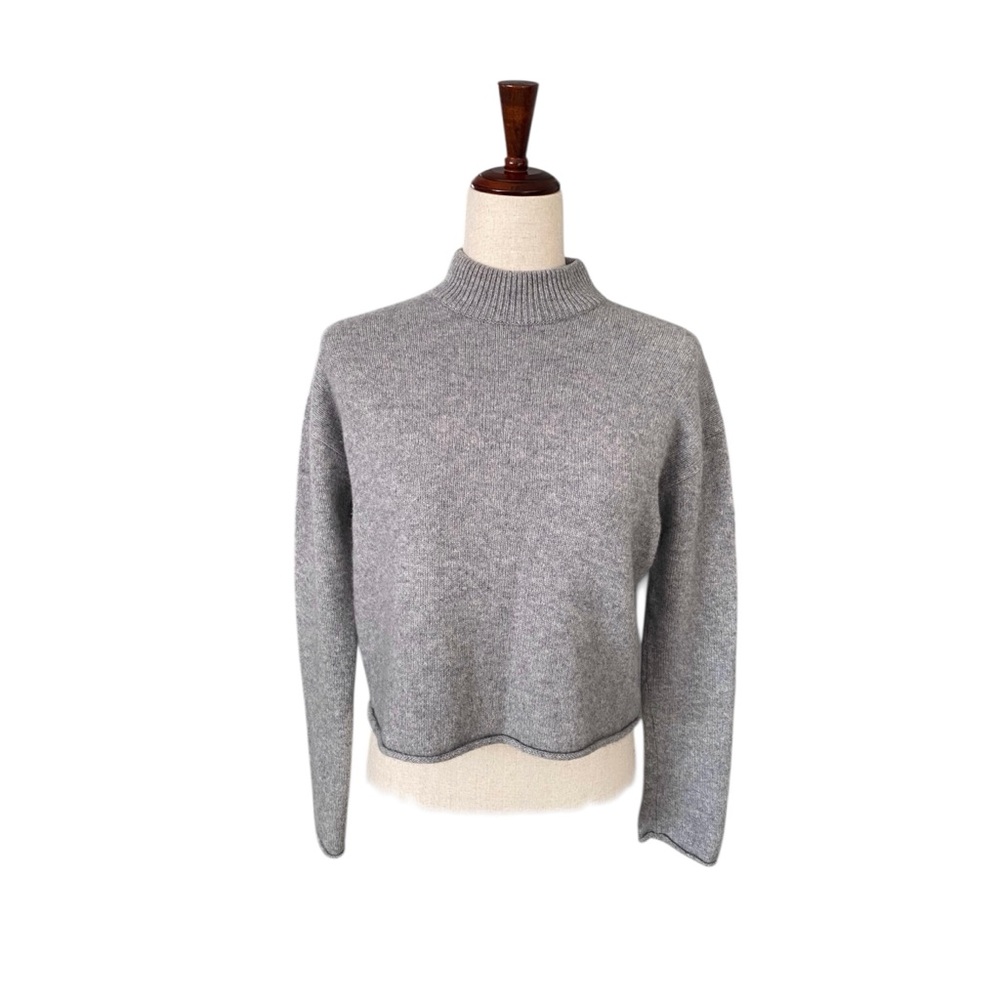 Theory Cropped Pomock Cashmere Sweater Gray Size P 160/80Y | Luxury  Mock Neck